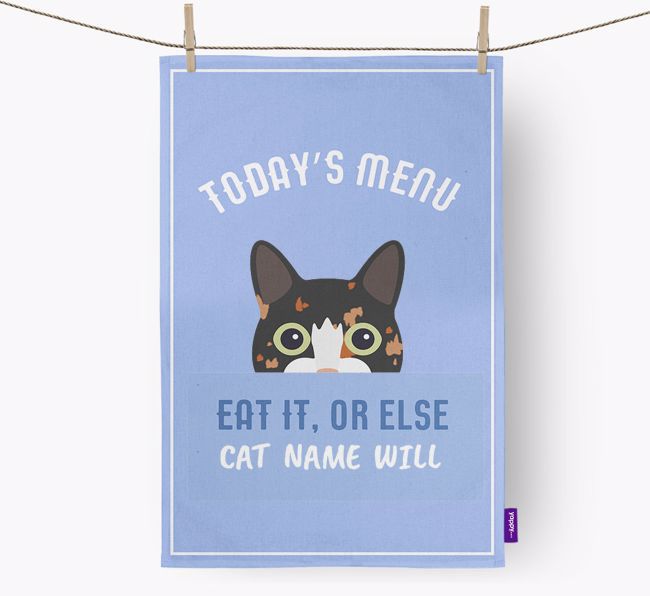 'Eat It, Or Else {dogsName} Will' - Personalized {breedFullName} Dish Towel